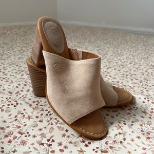 💗SOLD💗 Born Shoes Suede Peep Toe Clog with Heel